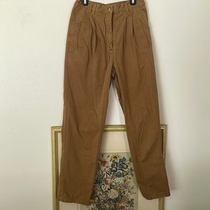 Whitefish Bay khaki high waisted pleated pants stretchy waist trousers